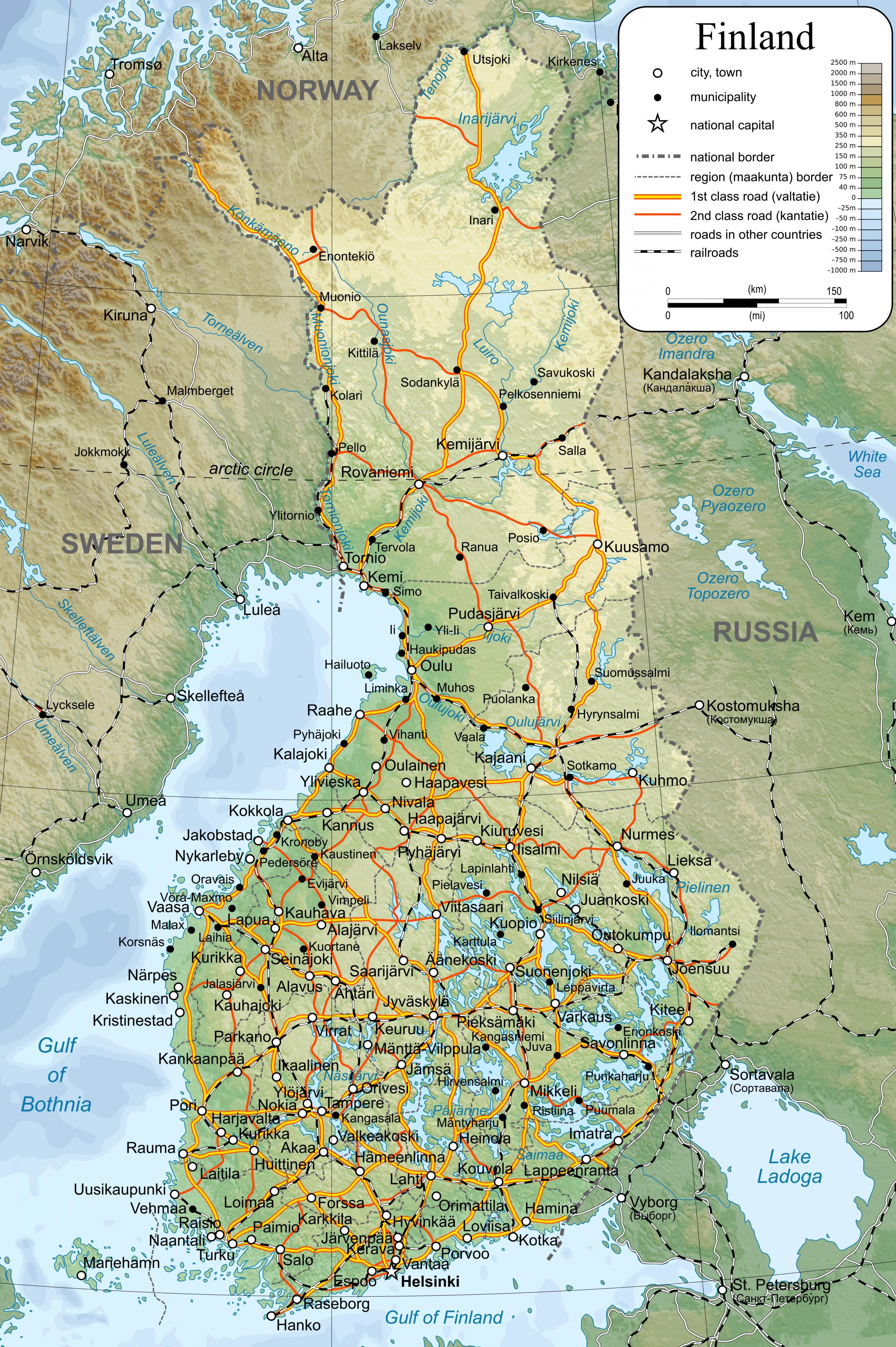 Detaljerad karta över Finland - Karta med detaljerad karta över Finland