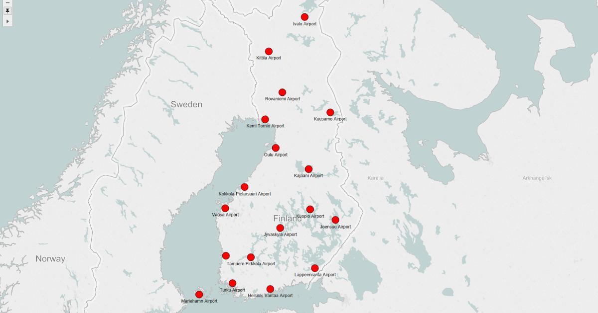 Karta över Finland flygplatser