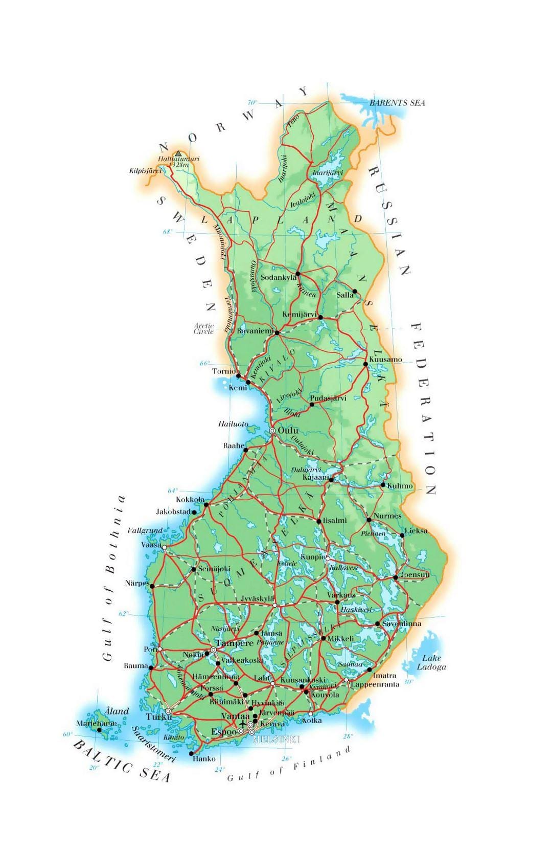 Karta över Finland höjd