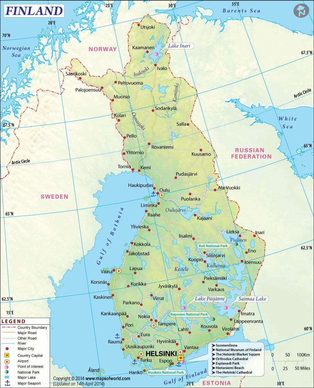 Karta över Finlands geografi