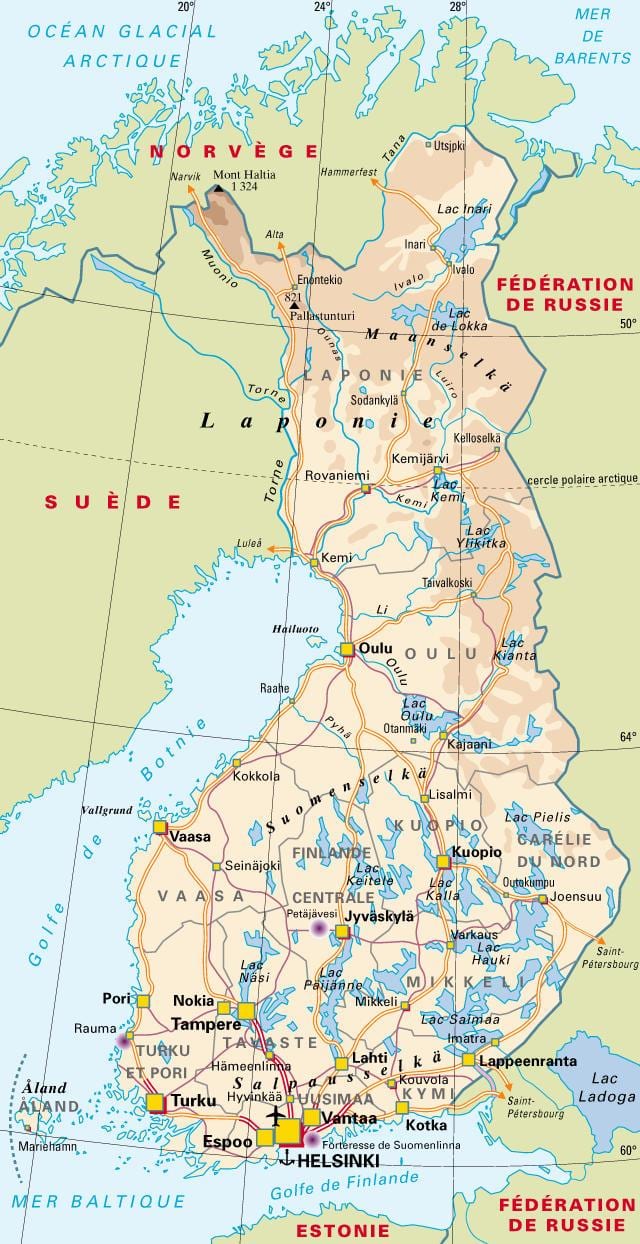Karta över Finlands nationalparker