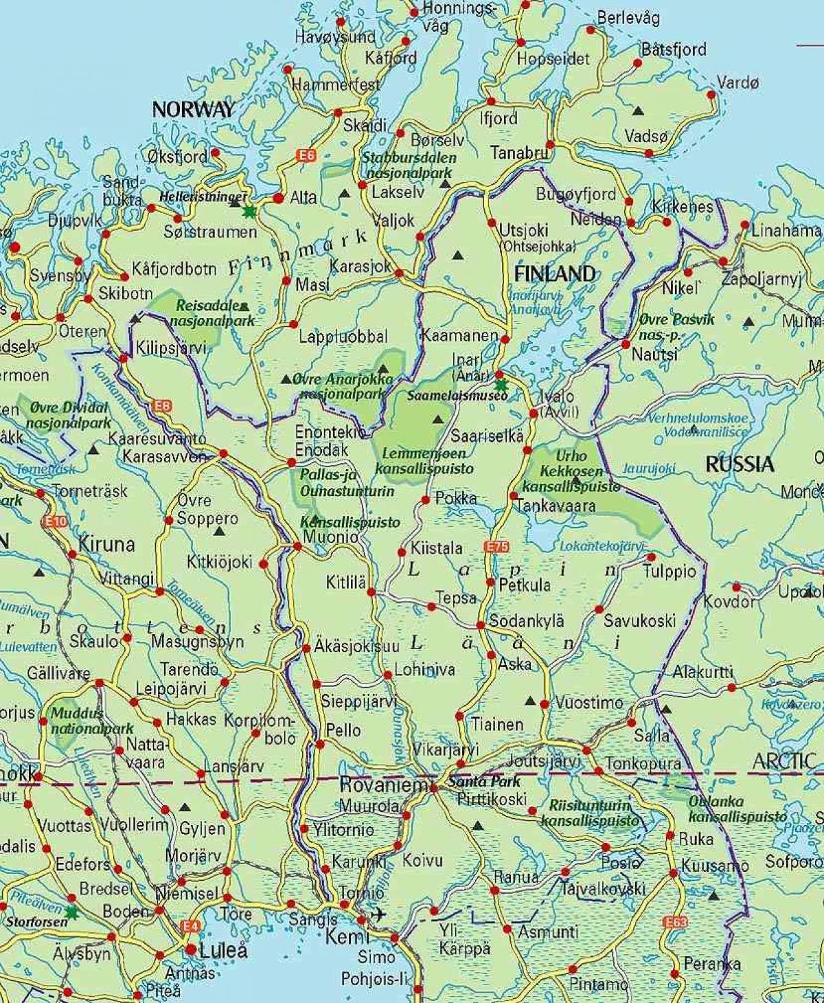 karta över Finland och lappland