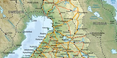 Karta med detaljerad karta över Finland