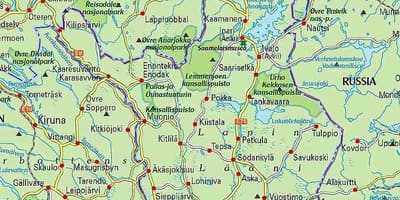 Karta över Finland fotvandring
