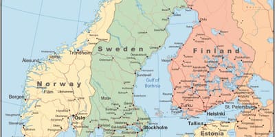 Karta över Finland och omgivande länder